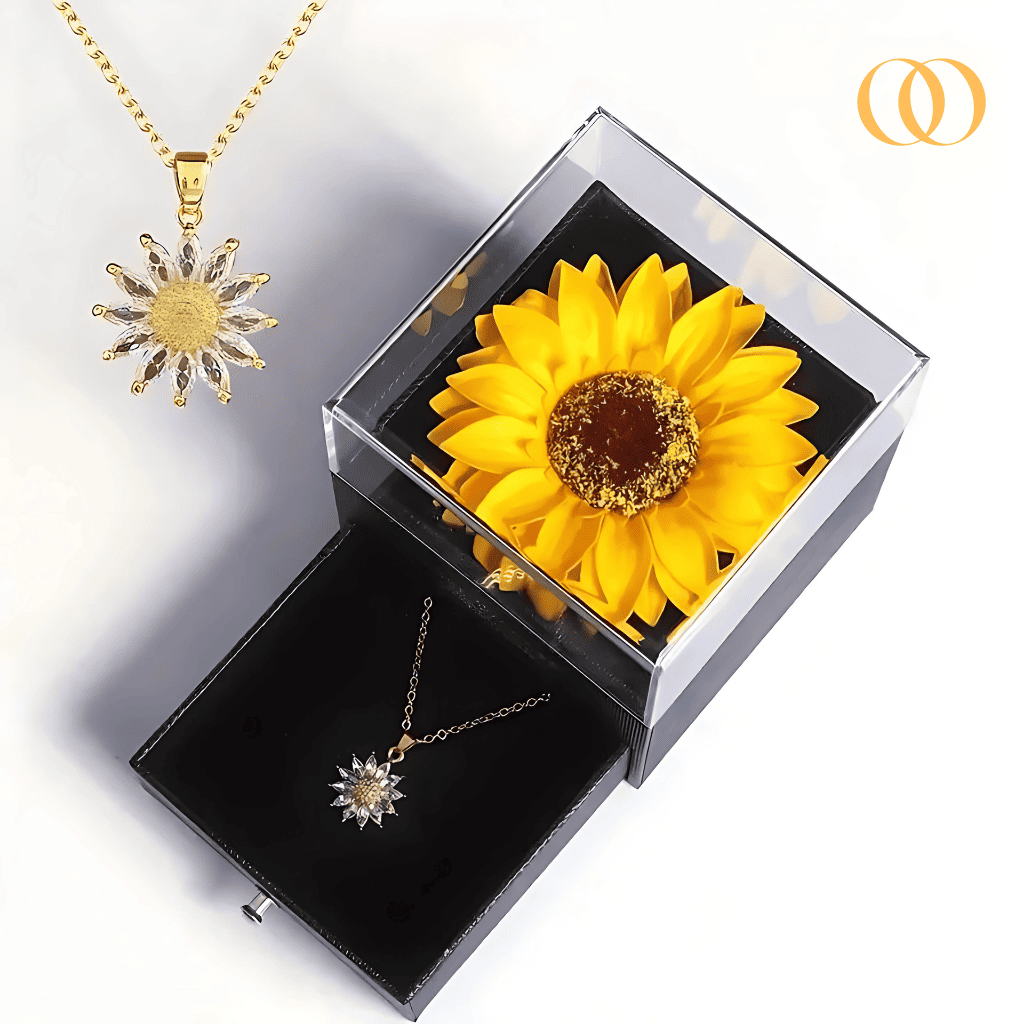 Girassol Real – Conjunto Banhado a Ouro 18k - Embalagem Exclusiva