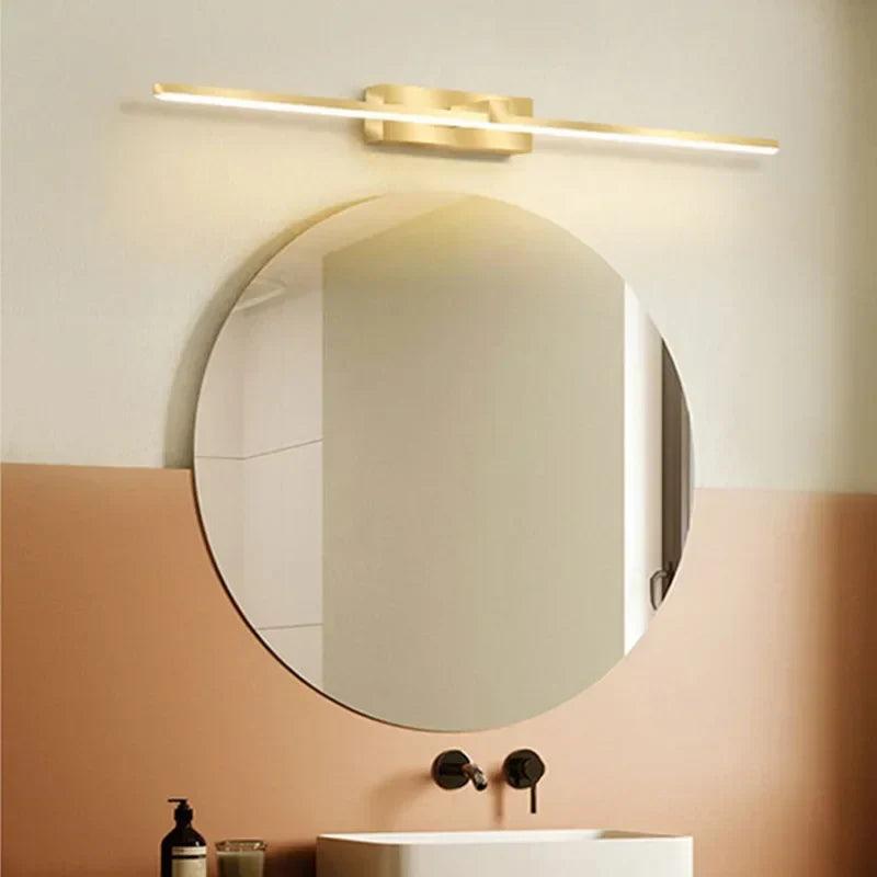Lâmpada de Parede LED - Moderna para Banheiro - Lâmpada Espelho Dourado - Aplique para Quarto - Sala de estar