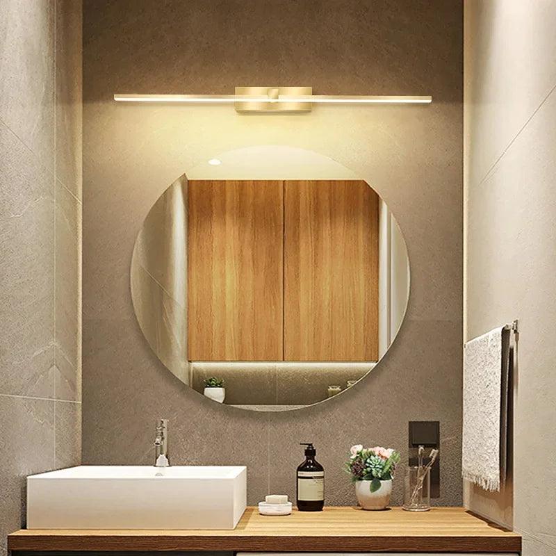 Lâmpada de Parede LED - Moderna para Banheiro - Lâmpada Espelho Dourado - Aplique para Quarto - Sala de estar