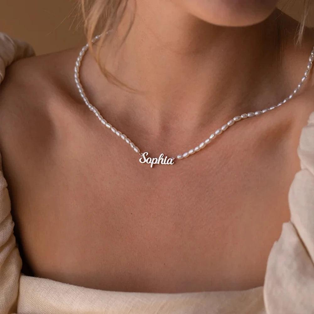 Colar personalizável - Corrente de pérolas - Modelo premium