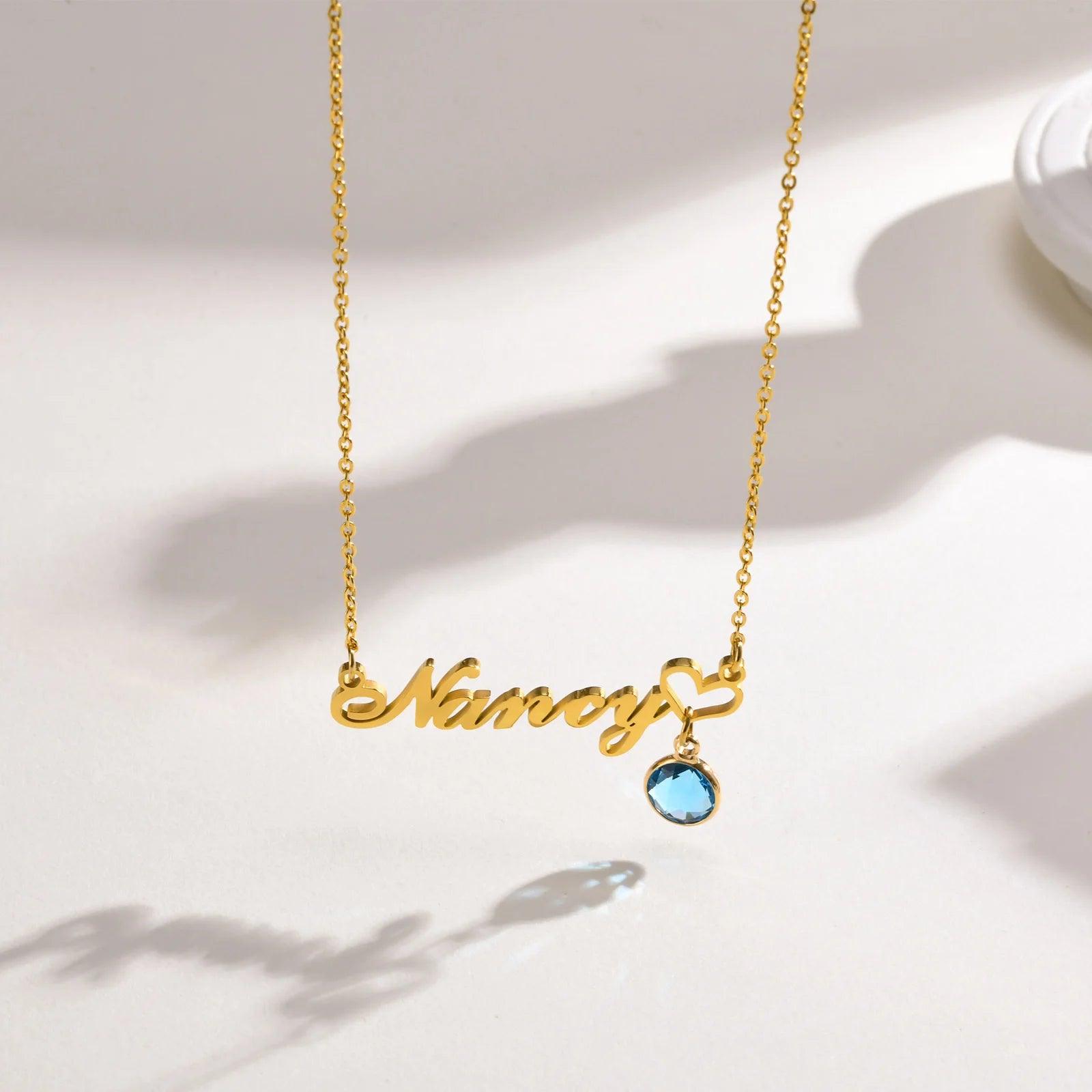 Colar personalizável - Pedra de aniversário - Banho em ouro 18k