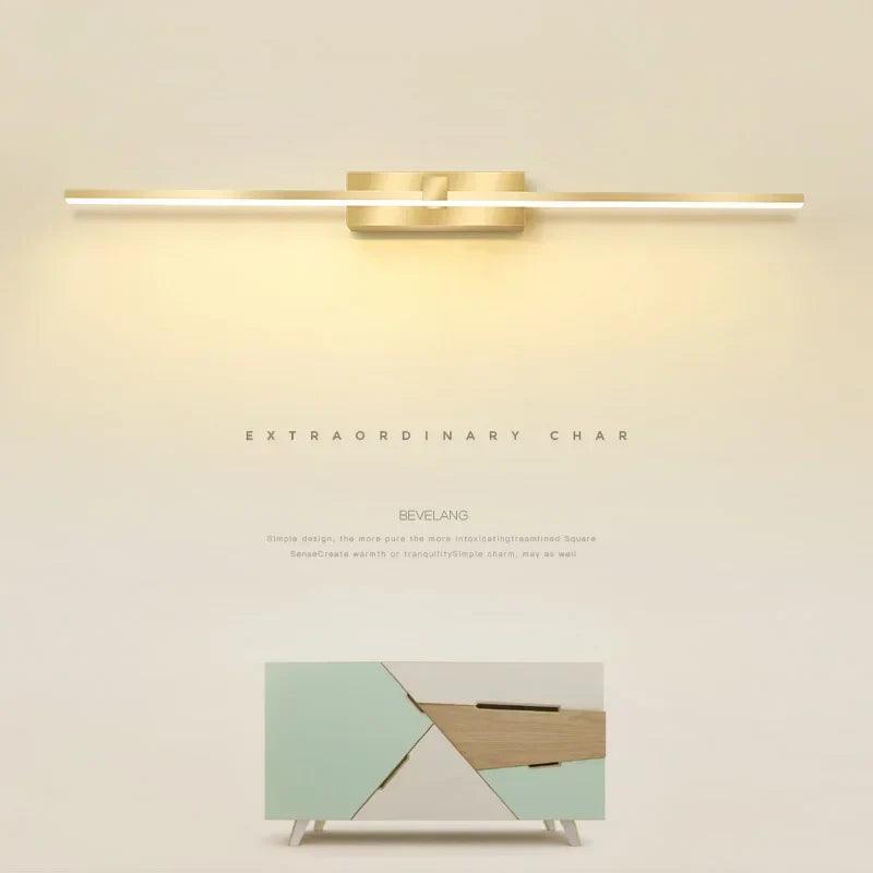Lâmpada de Parede LED - Moderna para Banheiro - Lâmpada Espelho Dourado - Aplique para Quarto - Sala de estar