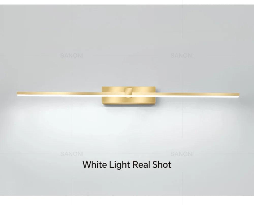 Lâmpada de Parede LED - Moderna para Banheiro - Lâmpada Espelho Dourado - Aplique para Quarto - Sala de estar
