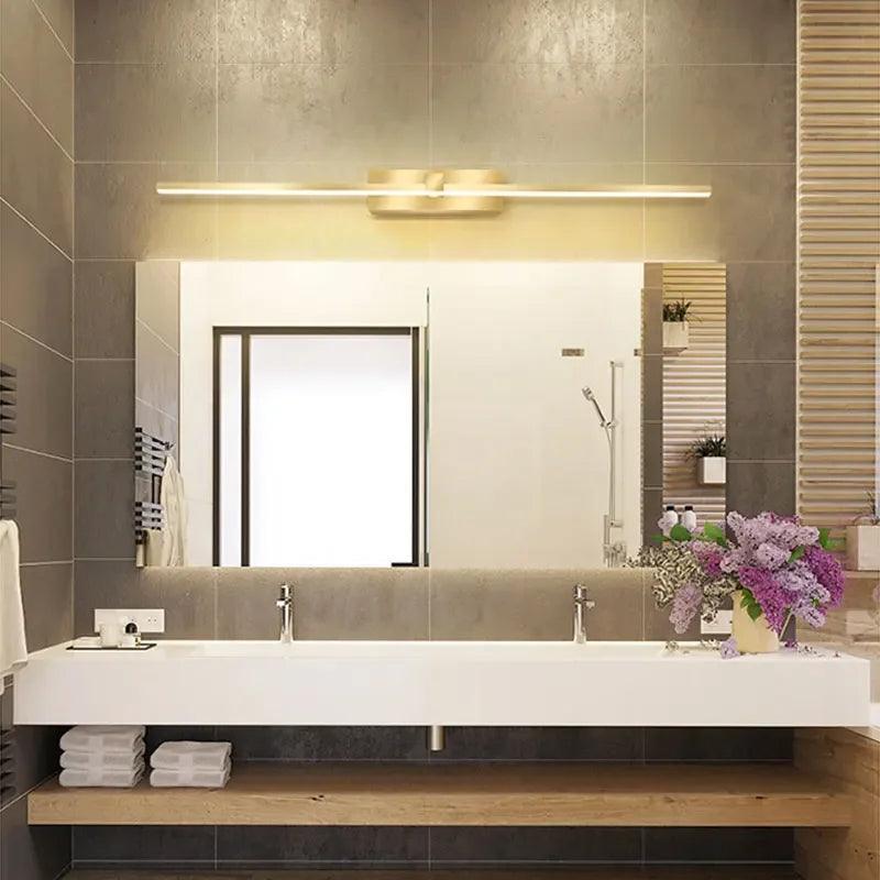 Lâmpada de Parede LED - Moderna para Banheiro - Lâmpada Espelho Dourado - Aplique para Quarto - Sala de estar