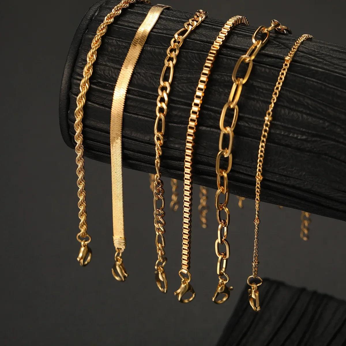 Kit Pulseiras Simples Aurora - Banho em ouro 18k